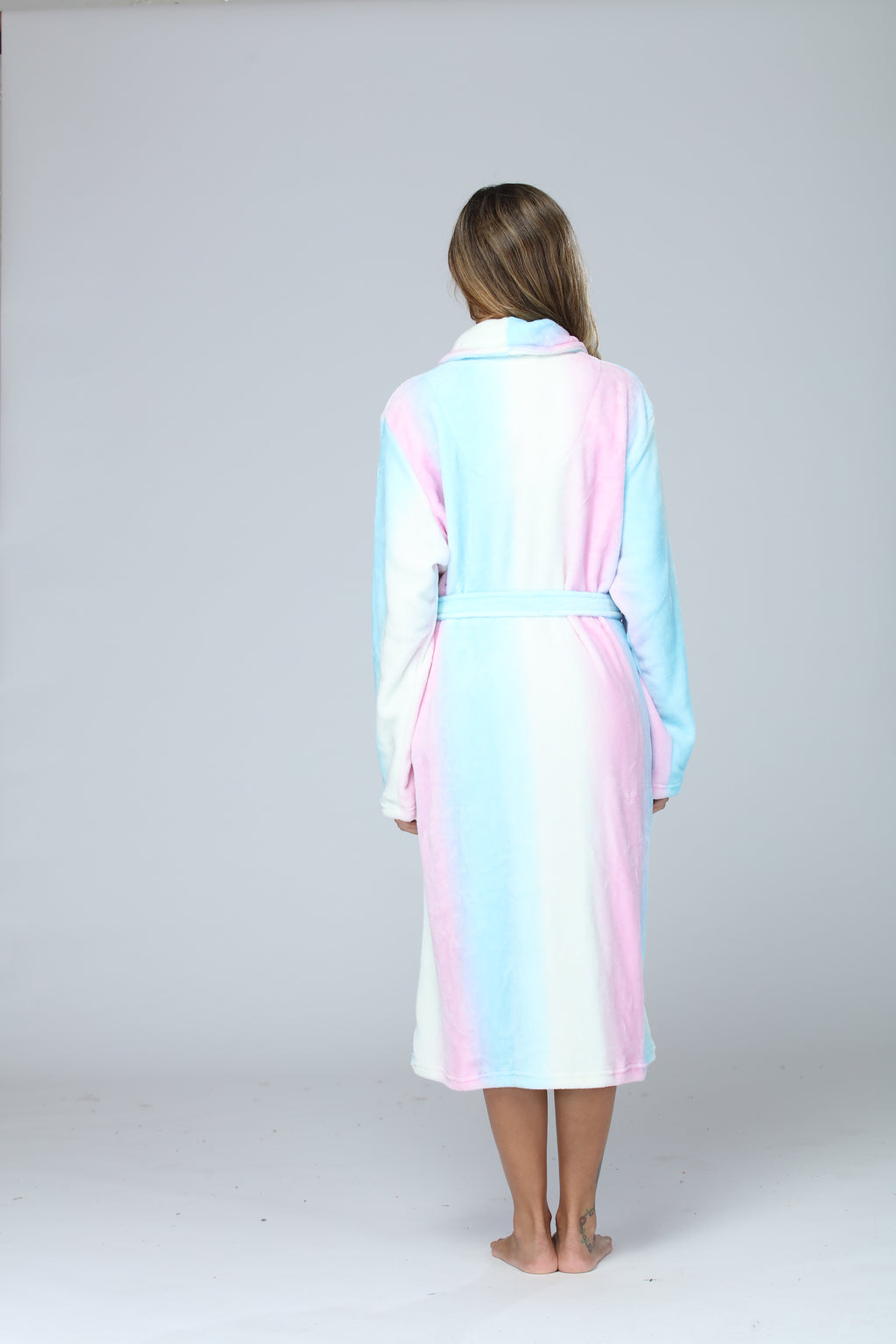 RONGTAI Womens Long Robes Plush Fleece Nightgown Thick Hooded Bathrobe With Pockets Fluffy Sleepwear